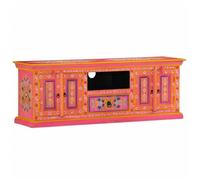 vidaXL Meuble TV Rose 110x30x40 cm Bois Massif de manguier, Support TV, Armoire média, Armoire HiFi, unité TV, unité média, Armoire latérale, Buffet