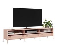 vidaXL Meuble TV rose 202x39x43,5 cm acier laminé à froid, support TV, buffet TV, armoire hifi, banc TV, armoire en métal, 851347