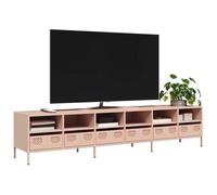 vidaXL Meuble TV rose 202x39x43,5 cm acier laminé à froid, banc TV, meuble métallique, meuble multimédia, buffet TV, meuble 3307156