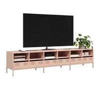 vidaXL Meuble TV rose 202x39x43,5 cm acier laminé à froid, banc TV, meuble métallique, meuble multimédia, buffet TV, meuble 3307156