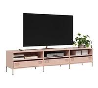 vidaXL Meuble TV Rose 202x39x43,5 cm Acier laminé à Froid, Support TV, Buffet TV, Armoire HiFi, Banc TV, Armoire en métal, Meuble multimédia