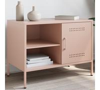 Meuble TV rose 68x39x50,5 cm acier, support TV, buffet TV, meuble multimédia, banc TV, armoire hifi, centre de divertissement, console TV