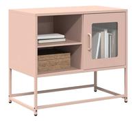 vidaXL Meuble TV rose 68x39x60,5 cm acier, support TV, buffet TV, meuble multimédia, banc TV, meuble hifi, centre de 853387