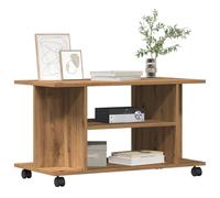 Vidaxl Meuble Tv Roulettes Chêne Artisanal 80x40x45 Cm Bois Ingénierie Marron
