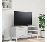 vidaXL Meuble TV SENJA aspect rotin blanc 106x40x49cm bois massif pin