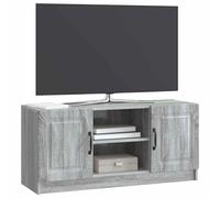 vidaXL Meuble TV Sonoma Gris 102 x 34,5 x 47 cm Bois d'ingénierie, Buffet Moderne pour Salon, Design rectangulaire, Grand Rangement, Bois d'ingénierie, Portes à charnières et poignées en Arc