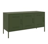 vidaXL Meuble TV Vert Olive 100,5x39x50,5 cm Acier, Support TV, Buffet TV, Meuble multimédia, Banc TV, Armoire HiFi, Centre de Divertissement