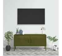 vidaXL Meuble TV, Vert olive 105x35x50 cm Acier