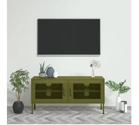 vidaXL Meuble TV Vert olive 105x35x50 cm Acier