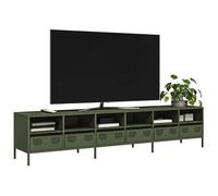vidaXL Meuble TV vert olive 202x39x43,5 cm acier laminé à froid, banc TV, meuble métallique, meuble multimédia, buffet TV, 3307159
