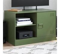 vidaXL Meuble TV Vert olive en acier 67 x 39 x 44 cm