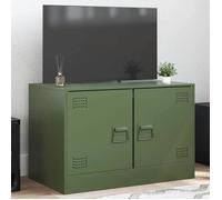 vidaXL Meuble TV vert olive 67x39x44 cm acier, banc TV, meuble télé, meuble multimédia, buffet TV, meuble hifi, centre de 841639