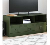 vidaXL Meuble TV vert olive 99x39x44 cm acier 841737 Vert G