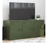 vidaXL Meuble TV vert olive 99x39x44 cm acier, banc TV, meuble télé, meuble multimédia, buffet TV, meuble hifi, centre de 841647
