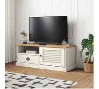 Vidaxl Meuble Tv Vigo Blanc 106x40x40 Cm Bois Massif De Pin Blanc