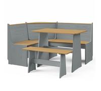 Vidaxl Meubles À Dîner 3 Pcs Marron Miel Et Gris Bois De Pin Massif Gris