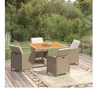 Vidaxl Meubles À Dîner De Jardin 5 Pcs Et Coussins Poly Rotin Beige Beige