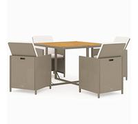 Ensemble à manger de jardin et coussins 5 pcs Poly rotin Beige