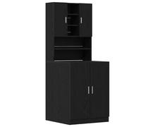vidaXL Lot de 2 armoires à laver - Chêne noir - 70,5 x 71,5 x 181,5 cm - En bois - Chêne noir - 70,5 x 71,5 x 91,5 cm - En bois
