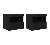 vidaXL Meubles de Chevet avec lumières LED 2 pcs Chêne Noir 50x40x45 cm