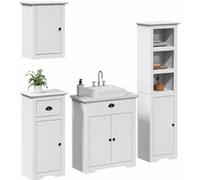 vidaXL Ensemble de meubles de salle de bain 4 pièces BODO blanc pin massif