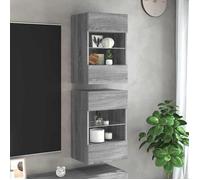 Vidaxl Meubles Tv Muraux Et Lumières Led 2pcs Sonoma Gris 40x30x60,5cm Multicolore