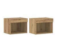 vidaXL Meubles muraux de Rangement avec LED, en chêne, 40 x 30 cm, Ensemble de 2 pièces. Meubles Modernes flottants pour média, étagères murales pour télé, Style Contemporain.