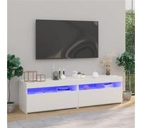 Vidaxl Meubles Tv 2 Pcs Avec Lumières Led Blanc 75x35x40 Cm Blanc