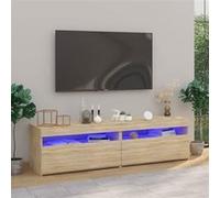 vidaXL Meubles TV 2 pcs avec lumières LED Chêne sonoma 75x35x40 cm804398 Brun G