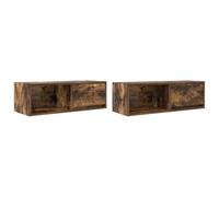 vidaXL Meubles TV 2 pcs chêne fumé 80x31x25,5 cm Bois d'ingénierie, Banc TV, Meuble HiFi, Centre de Divertissement, Buffet TV, Meuble multimédia