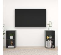 Vidaxl Meubles Tv 2 Pcs Gris Brillant 72x35x36,5 Cm Bois D'ingénierie Gris