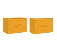 vidaXL Meuble TV 2 pièces Jaune moutarde 67x39x44 cm en acier