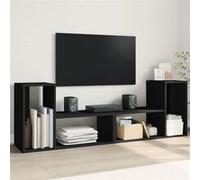 Meubles TV 2 pcs noir 75x30x50 cm bois d'ingénierie, support TV, meuble multimédia, centre de divertissement, buffet 840787