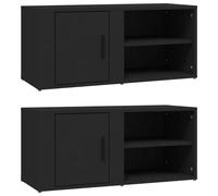 vidaXL Meubles TV 2 pcs Noir 80x31,5x36 cm Bois d'ingénierie