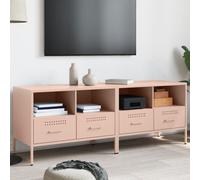 vidaXL Meubles TV 2 pcs rose 68x39x50,5 cm acier laminé à froid, support TV, buffet TV, armoire hifi, banc TV, armoire en métal, meuble multimédia Rose