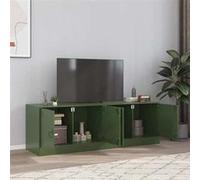 vidaXL Meuble TV 2 pièces en acier 67x39x44 cm vert olive 841640
