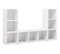 vidaXL Meubles TV 3 pcs Blanc 107x35x37 cm Aggloméré Blanc G
