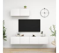 Vidaxl Meubles Tv 3 Pcs Blanc Bois D'ingénierie Blanc