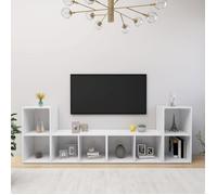 vidaXL Meubles TV 4 pcs en aggloméré blanc 72×35×36,5 cm
