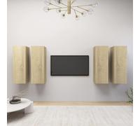 Vidaxl Meubles Tv 4 Pcs Chêne Sonoma 30,5x30x90 Cm Bois D'ingénierie Marron