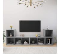 Vidaxl Meubles Tv 4 Pcs Gris Béton 72x35x36,5 Cm Aggloméré Gris