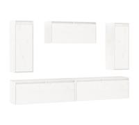 Vidaxl Meubles Tv 5 Pcs Blanc Bois Massif De Pin Blanc