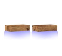 vidaXL Meuble TV 2 pcs Vieux Bois avec éclairage LED 60x35x15,5 cm
