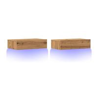 vidaXL Meubles TV avec éclairages LED 2 pcs chêne artisanal, banc TV, meuble hifi, centre de divertissement, buffet TV, 856346