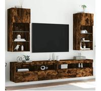 vidaXL Meubles TV avec Lumières LED 2 pcs, Armoires de Télévision Murales, Meubles Télé avec Rangement Salon Salle de 837052