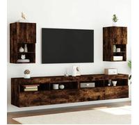 vidaXL Meubles TV muraux 2 pcs avec lumières LED Chêne fumé 30,5x30x60 cm