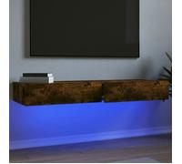 vidaXL Meubles TV avec lumières LED 2 pcs chêne fumé 60x35x15,5 cm, armoire avec lumières led, support tv, armoire murale, 842897