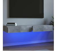 vidaXL Meubles TV avec lumières LED 2 pcs gris béton 60x35x15,5 cm, armoire avec lumières led, support tv, armoire murale, 842893