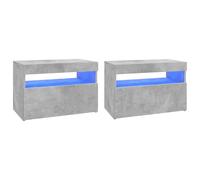 Vidaxl Meubles Tv Avec Lumières Led 2 Pcs Gris Béton 60x35x40 Cm Gris