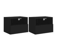 vidaXL Meubles TV Muraux 2 pcs, Armoires de Télévision Suspendues avec Compartiment, Meubles Télé Flottants, Moderne, Noir Bois d'Ingénierie